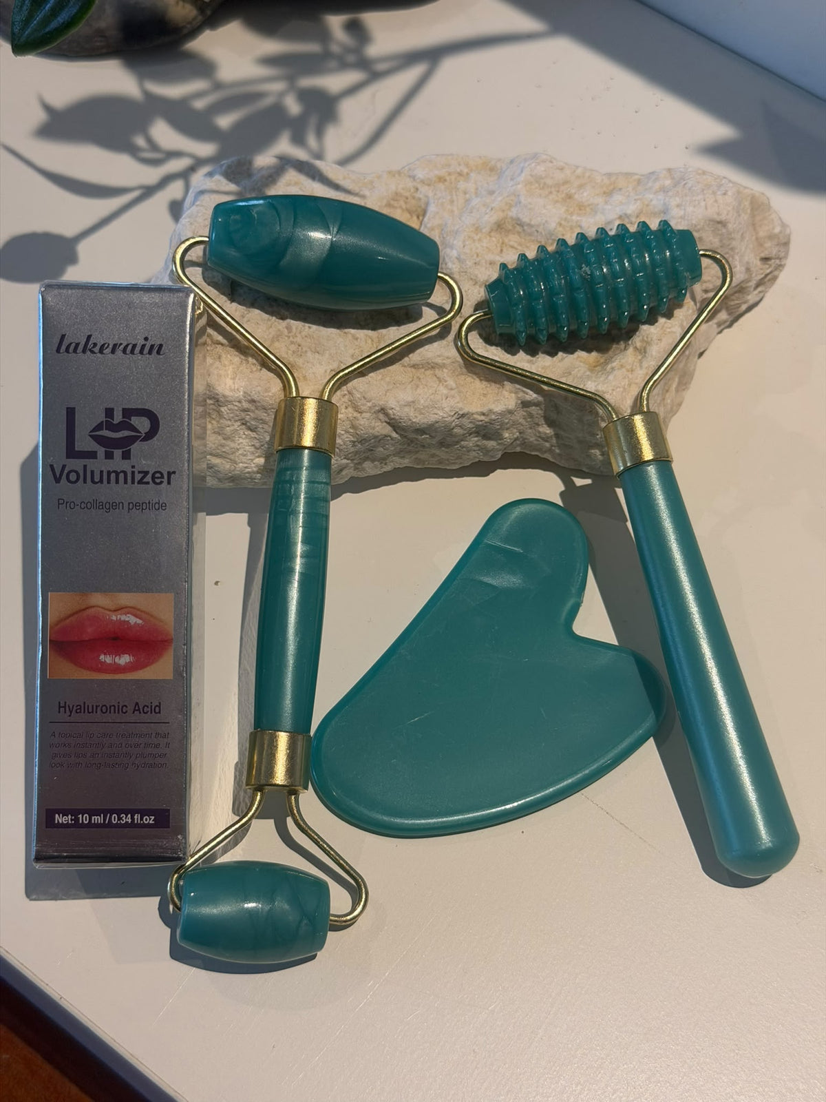 Kit Ritual Facial — Gua Sha + Jade Roller (3 peças)